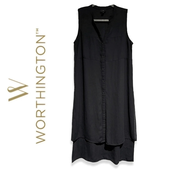 Worthington Tops - WORTHINGTON Button Down Sheer Sleeveles High Low Blouse, Lagenlook, S